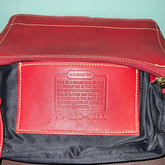 Coach Vintage Red Top-Handle Bleeker Demi-zip 9311 Made in the United States - Picture 15 of 16